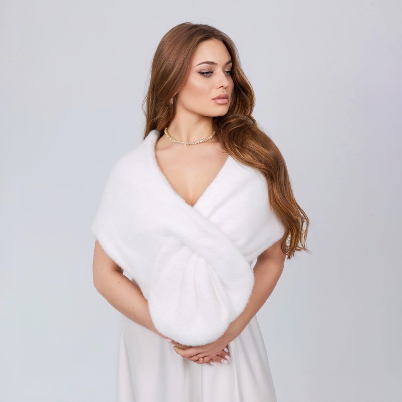MONACO - Brautschal aus Wolle Hochzeitsschal Brautumhang Brautjacke weiß BRIDAL STOLE