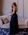Black satin dress with slit