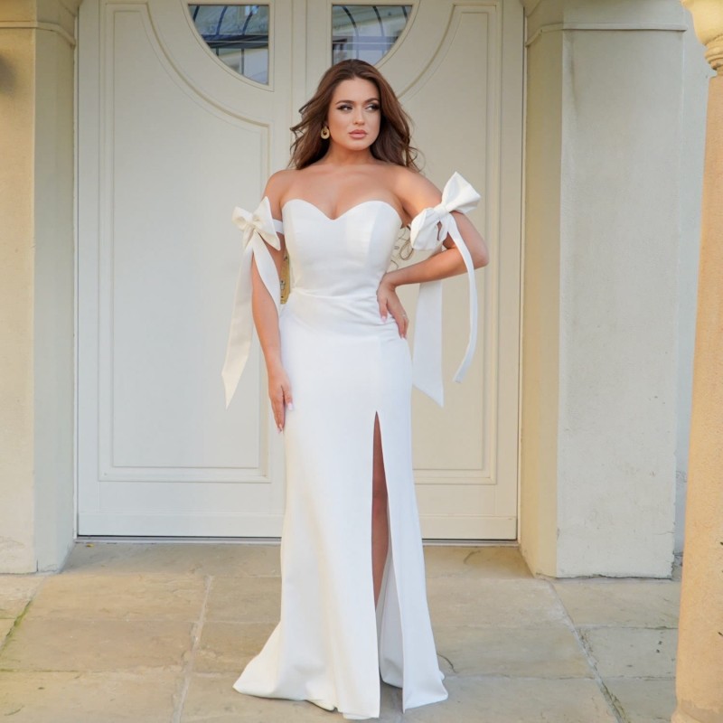 MARIE – White Long Wedding Dress with Bows