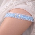 blue wedding garter with pearls lace