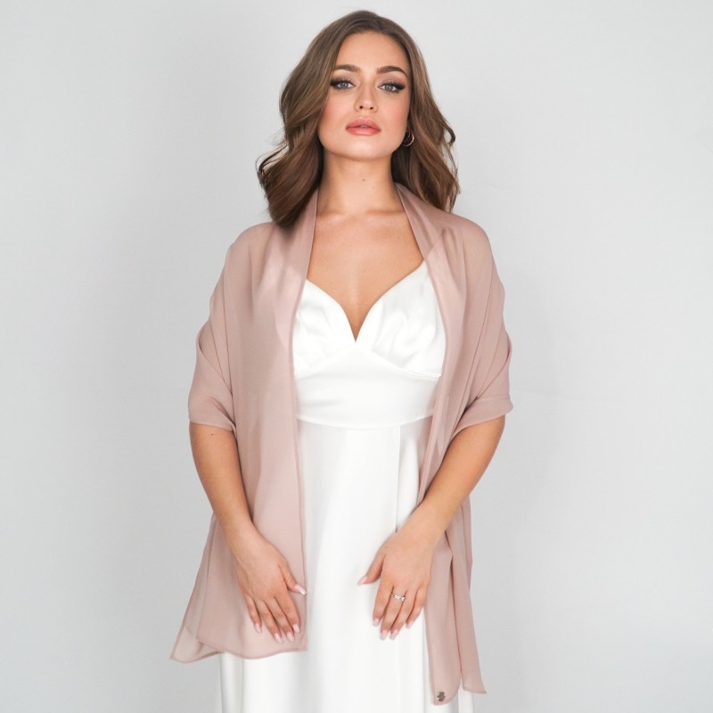 CHLOE – Schaler Brautschal aus Chiffon, Schultertuch, Stola, Puderrosa BRIDAL STOLE