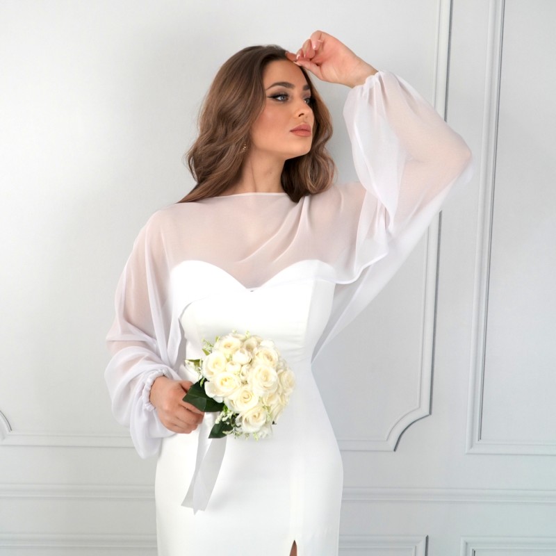 AMELIE – Tüllbolero für die Braut, weiße Brautstola, Bolero Hochzeit aus Tüll