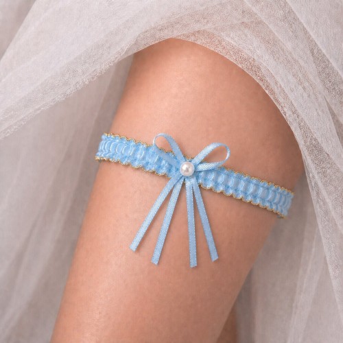 podwiązka niebieska kokarda perełka bridal stole dla panny młodej bridal stole.jpg