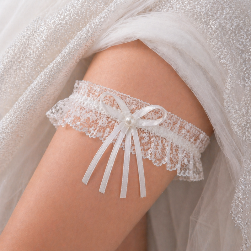 Braut Strumpfband weiss – elegantes Spitzen Strumpfband für Hochzeit | handmade
