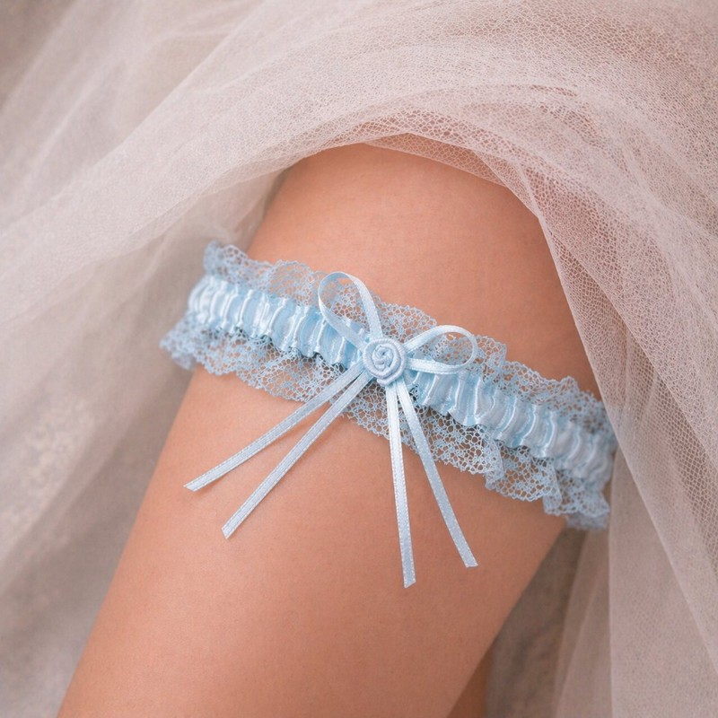 Blaues Spitzen-Strumpfband zur Hochzeit mit Röschen etwas Blaues für die Braut handmade BRIDAL STOLE
