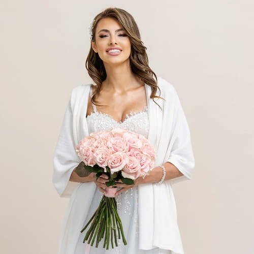 Marid - Kaschmir Brautschal Brautstola Brautumhang weiß BRIDAL STOLE