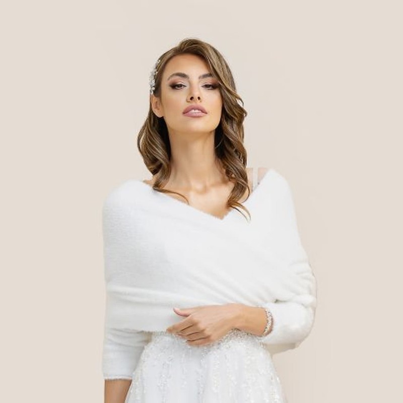 Lily - bridal stole wedding jacket bridal cape bolero wedding shawl fur white  BRIDAL STOLE