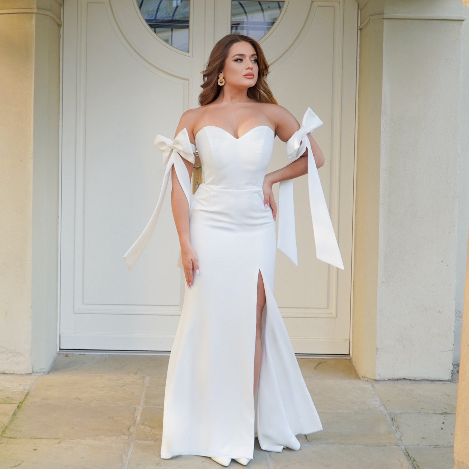 Suknia satynowa bridalstole pudrowy róż