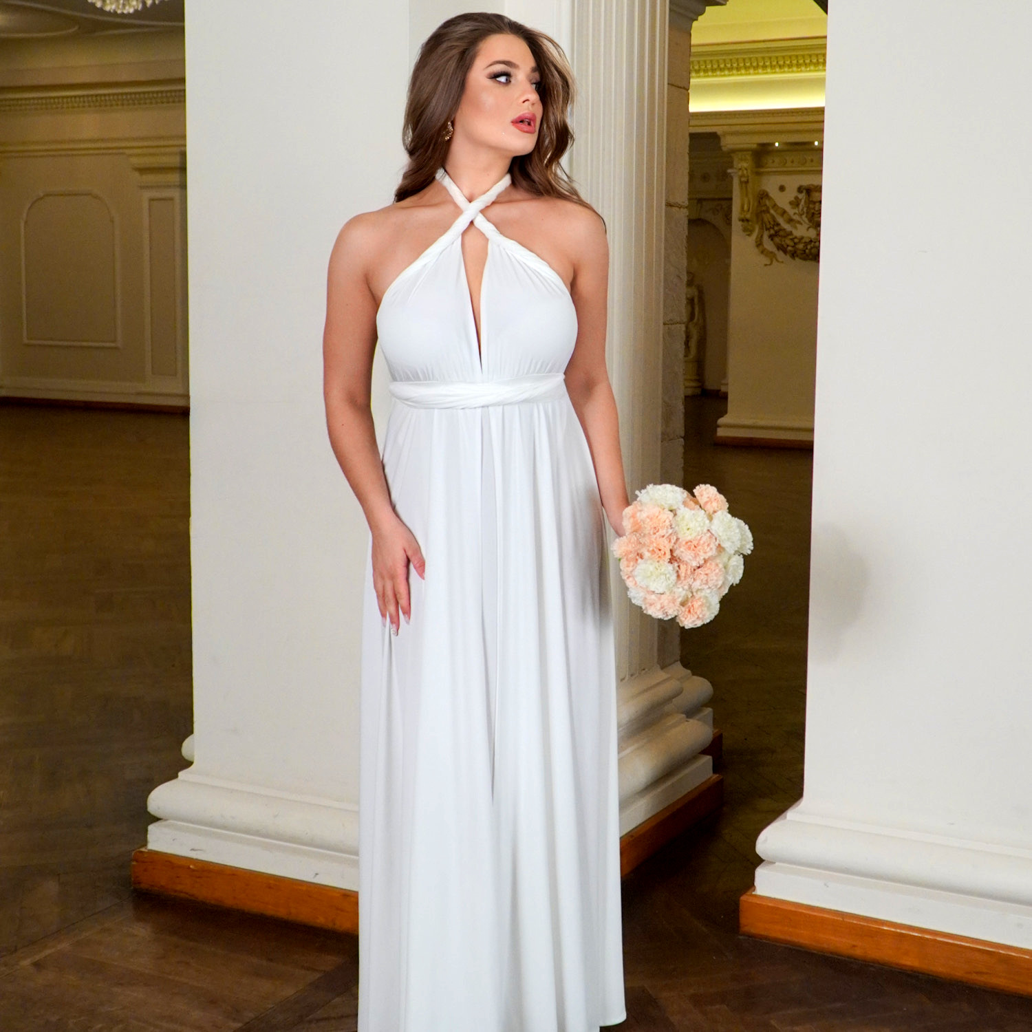 Bridal Stole white evening dress
